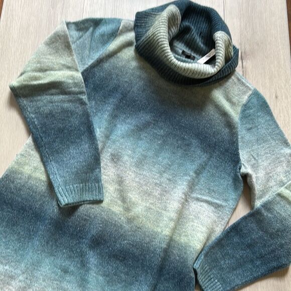 Talbots Cowl Neck Sweater‎ Dress Blue Ombre PL  Nwt in packaging - Picture 2 of 6